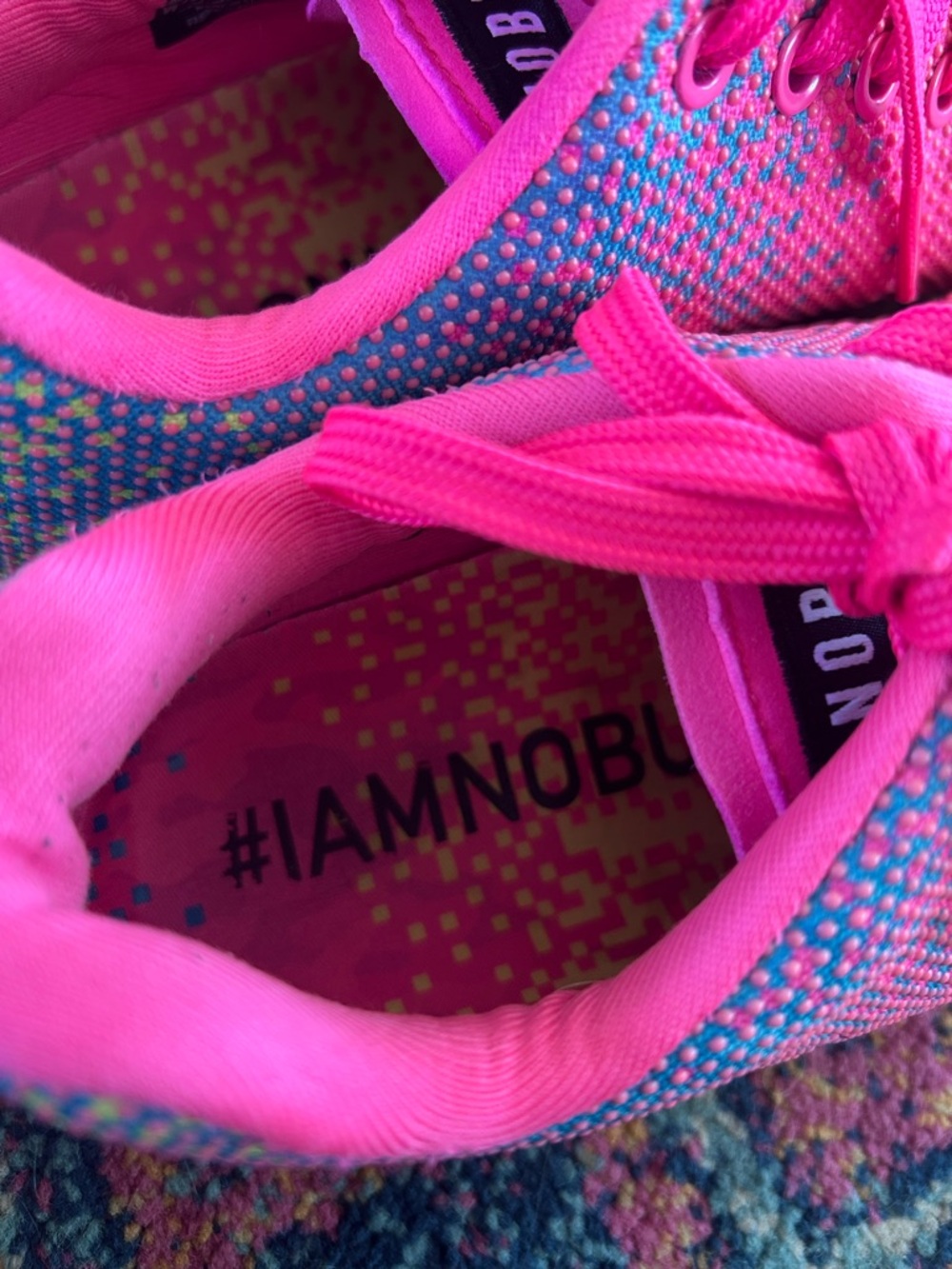 NOBULL | Unisex Bright Pink/Rainbow Glitch Training Shoe Pink Laces Mens 8.5 W10 - Picture 13 of 16